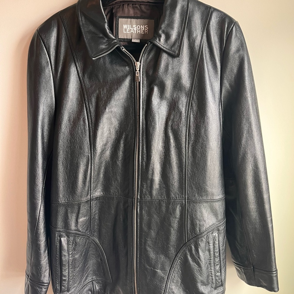 Wilsons Leather Black leather vintage jacket womens size large